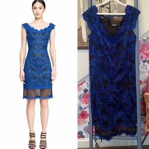 Tadashi Shoji Uma Blue Applique Dress